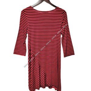 𝅺violet Ruby Red and Black Striped Long Sleeve Tunic Size S